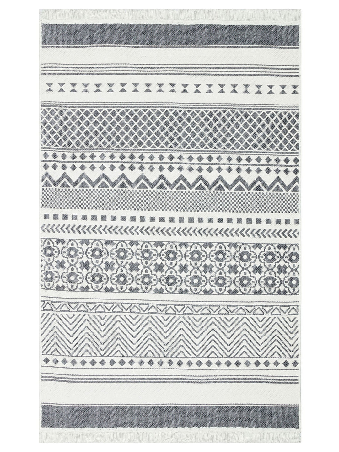 Maya %100 Naturel Pamuk Yıkanabilir Çift Taraflı Oturma Odası Mutfak Koridor Modern Kilim 07 GREY - Carpetdocia