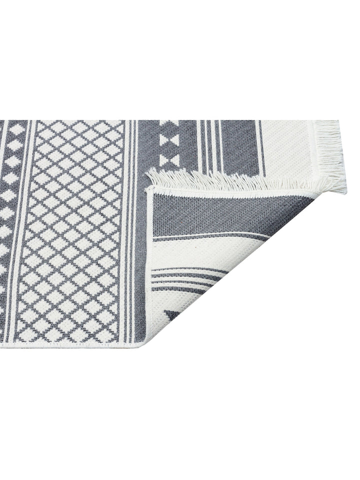 Maya %100 Naturel Pamuk Yıkanabilir Çift Taraflı Oturma Odası Mutfak Koridor Modern Kilim 07 GREY - Carpetdocia
