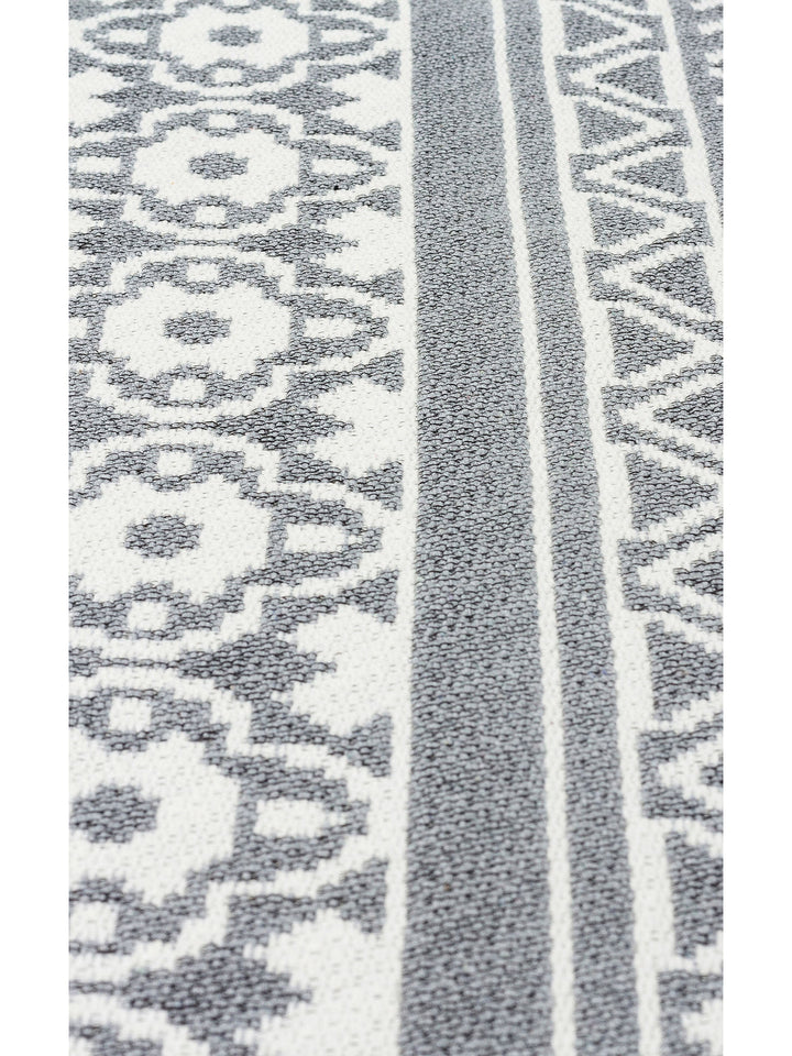 Maya %100 Naturel Pamuk Yıkanabilir Çift Taraflı Oturma Odası Mutfak Koridor Modern Kilim 07 GREY - Carpetdocia