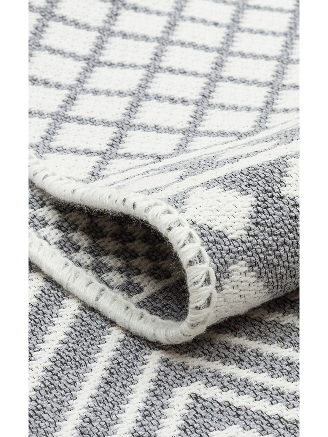 Maya %100 Naturel Pamuk Yıkanabilir Çift Taraflı Oturma Odası Mutfak Koridor Modern Kilim 07 GREY - Carpetdocia