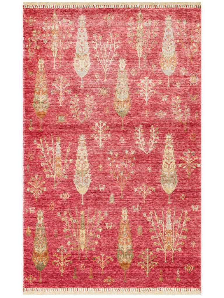 Oushak Carnaval 100% Natural Easy to Clean Handmade Tencel Modern Uşak Carpet 08 RED