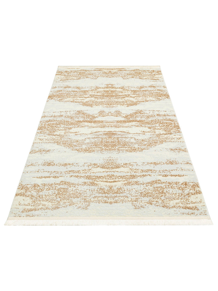 Smooth Yıkanabilir Kaymaz Parlak Oturma Odası Salon Koridor İnce Dokuma Modern Halı 01 CREAMBEIGE XW - Carpetdocia
