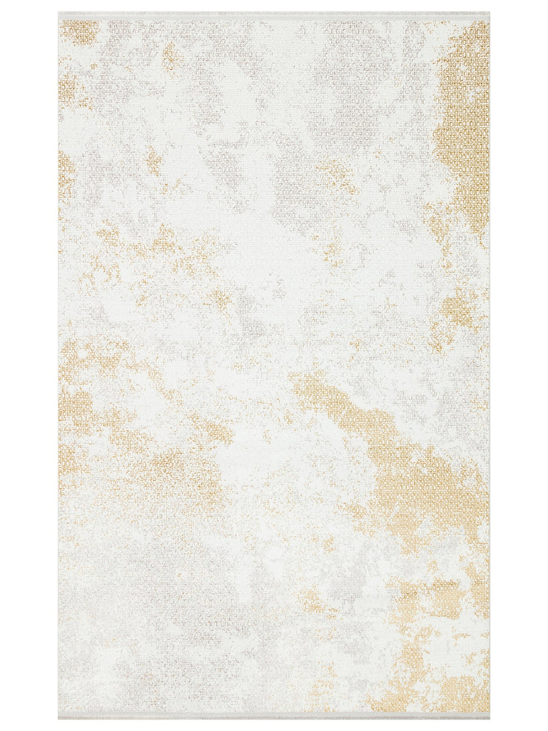 Smooth Washable Non-Slip Shiny Living Room Hallway Thin Woven Modern Carpet 108 CREAM GOLD 