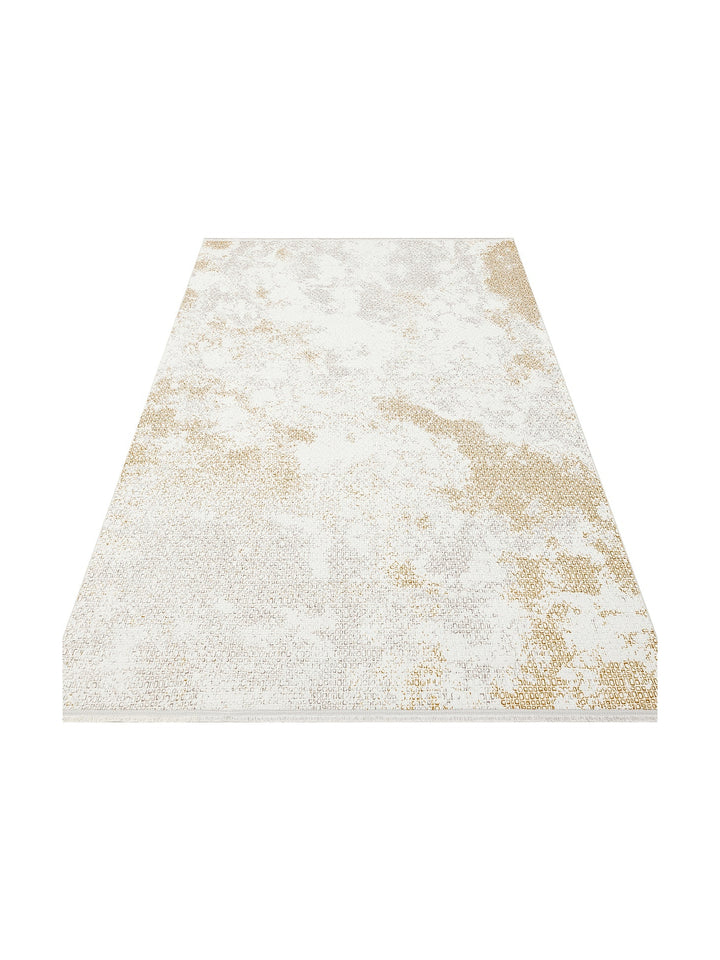 Smooth Yıkanabilir Kaymaz Parlak Oturma Odası Salon Koridor İnce Dokuma Modern Halı 108 CREAM GOLD - Carpetdocia