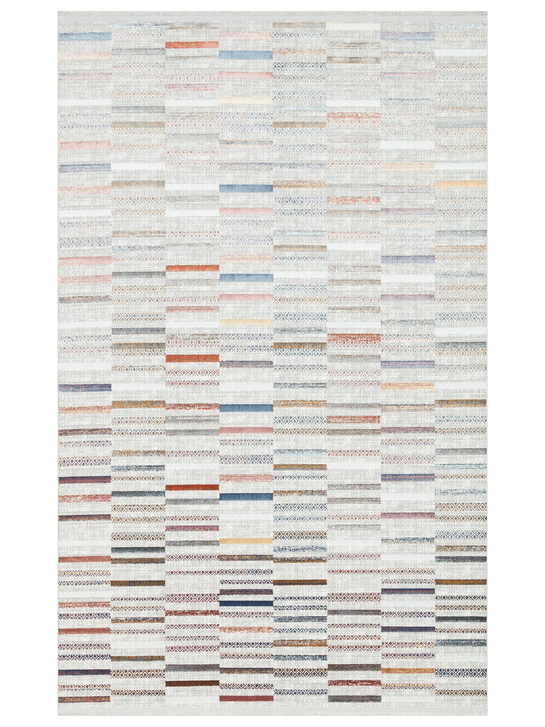 Smooth Washable Non-Slip Shiny Living Room Hallway Thin Weave Modern Carpet 110 MULTY XW 