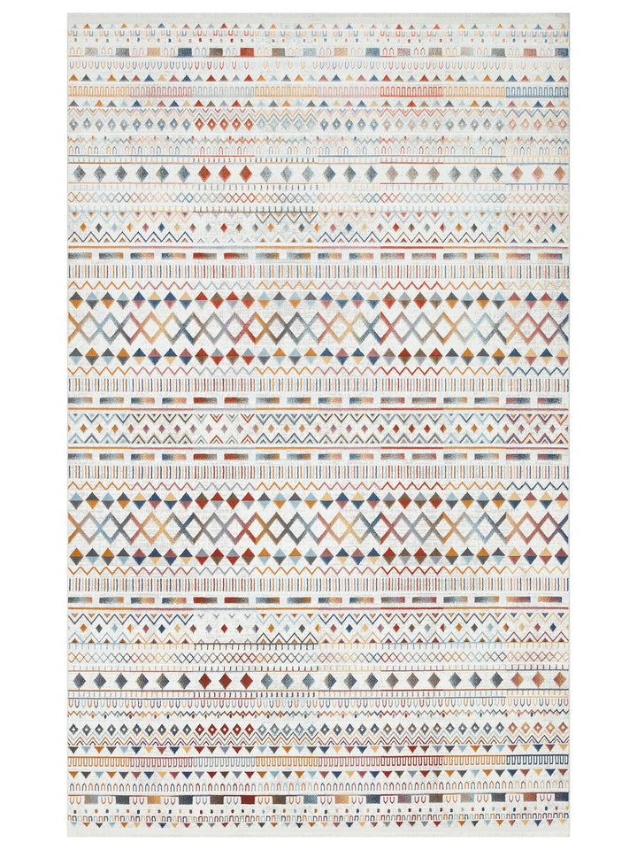Smooth Yıkanabilir Kaymaz Parlak Oturma Odası Salon Koridor İnce Dokuma Modern Halı 111 MULTY XW - Carpetdocia