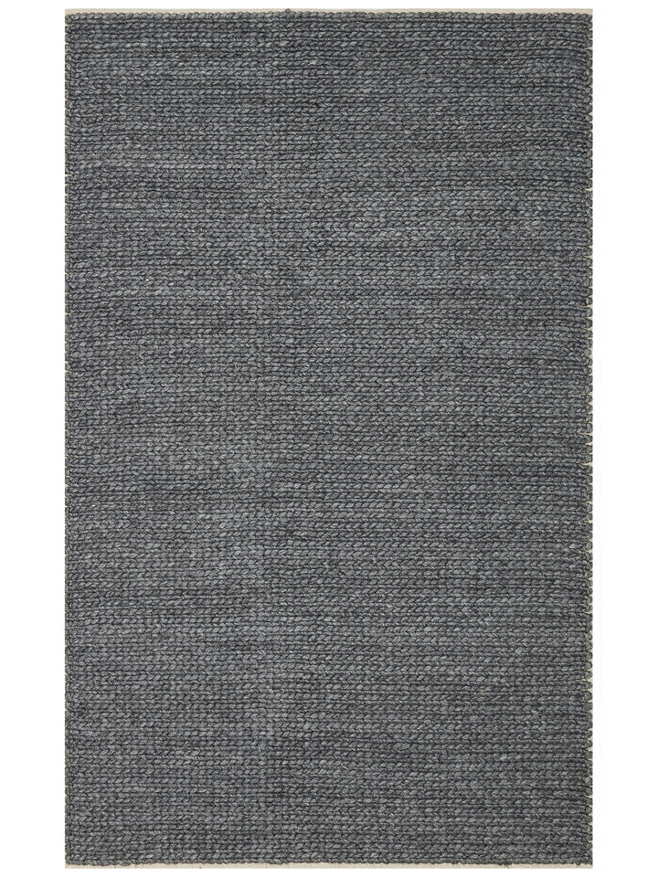 Woolstar %100 Naturel Kazak Desenli Salon Oturma Odası Koridor Antre El Dokuma Örgü Halı ANTRASIT - Carpetdocia