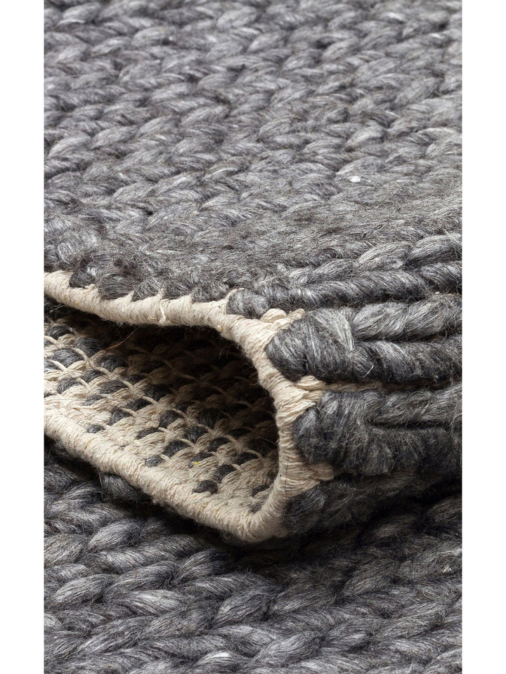 Woolstar %100 Naturel Kazak Desenli Salon Oturma Odası Koridor Antre El Dokuma Örgü Halı ANTRASIT - Carpetdocia