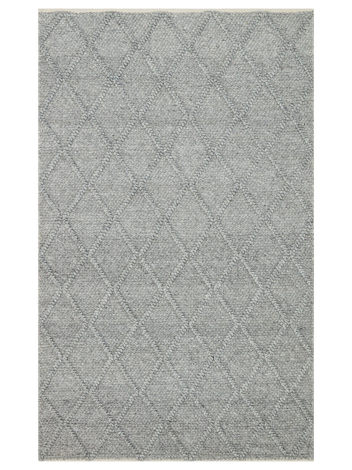 Woolstar %100 Naturel Kazak Desenli Salon Oturma Odası Koridor Antre El Dokuma Örgü Halı DIAMONDGREY - Carpetdocia