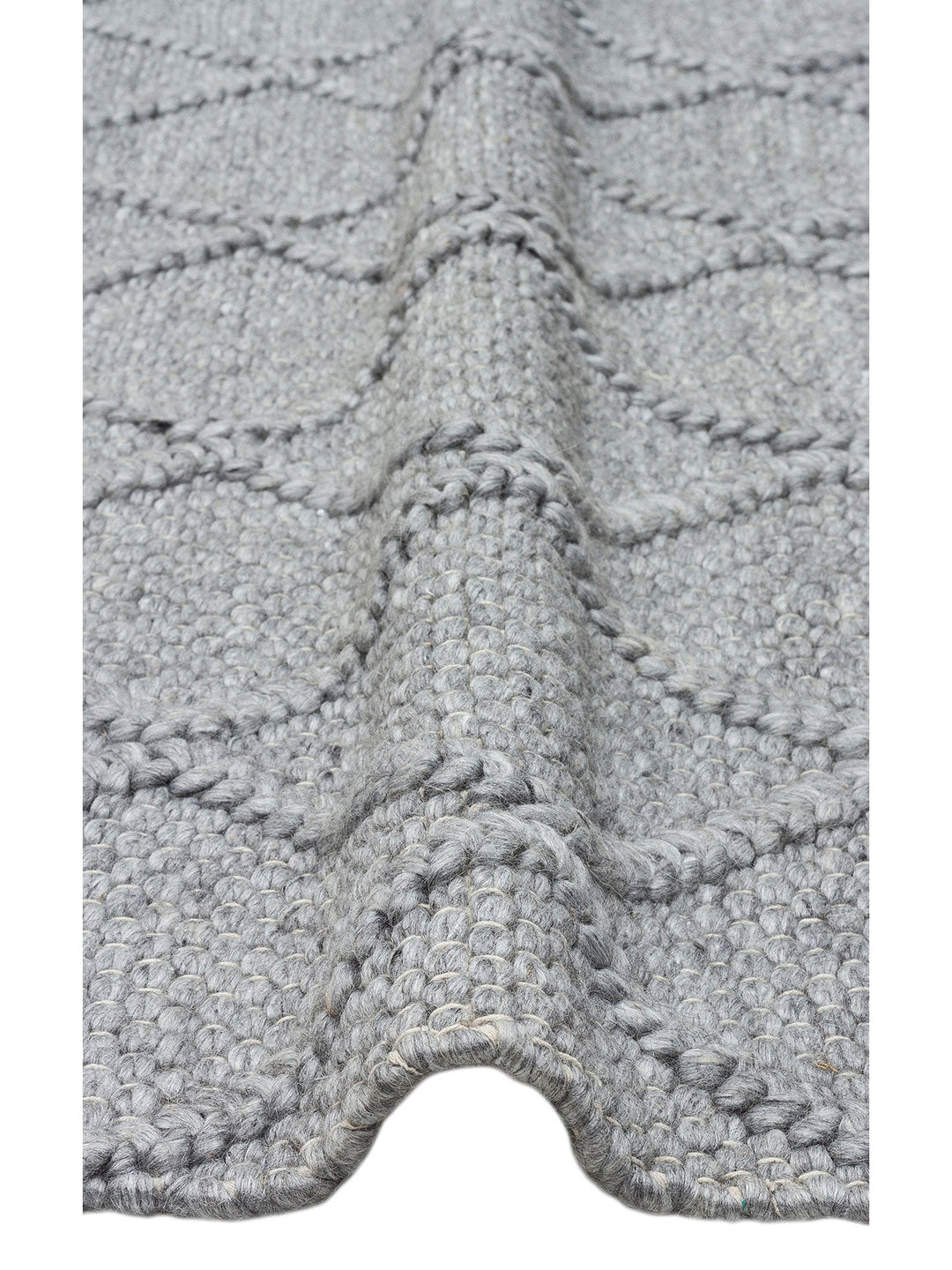 Woolstar %100 Naturel Kazak Desenli Salon Oturma Odası Koridor Antre El Dokuma Örgü Halı DIAMONDGREY - Carpetdocia