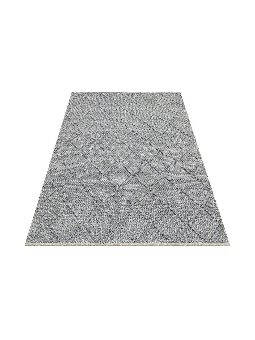 Woolstar %100 Naturel Kazak Desenli Salon Oturma Odası Koridor Antre El Dokuma Örgü Halı DIAMONDGREY - Carpetdocia