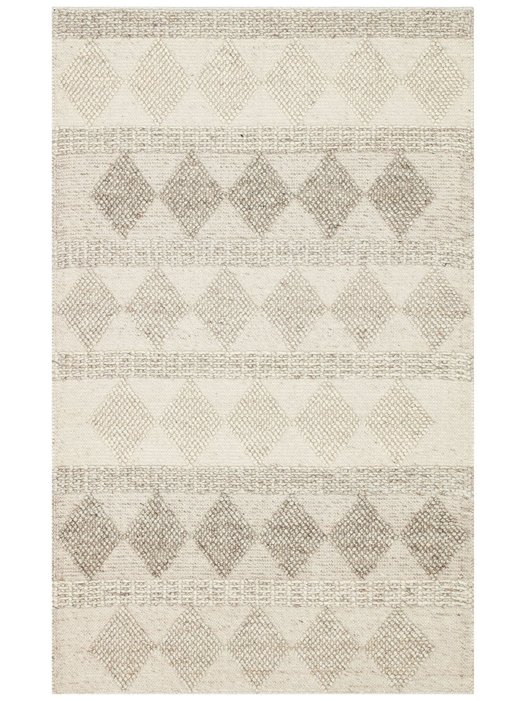 Woolstar %100 Naturel Kazak Desenli Salon Oturma Odası Koridor Antre El Dokuma Örgü Halı JD 01 NATU - Carpetdocia