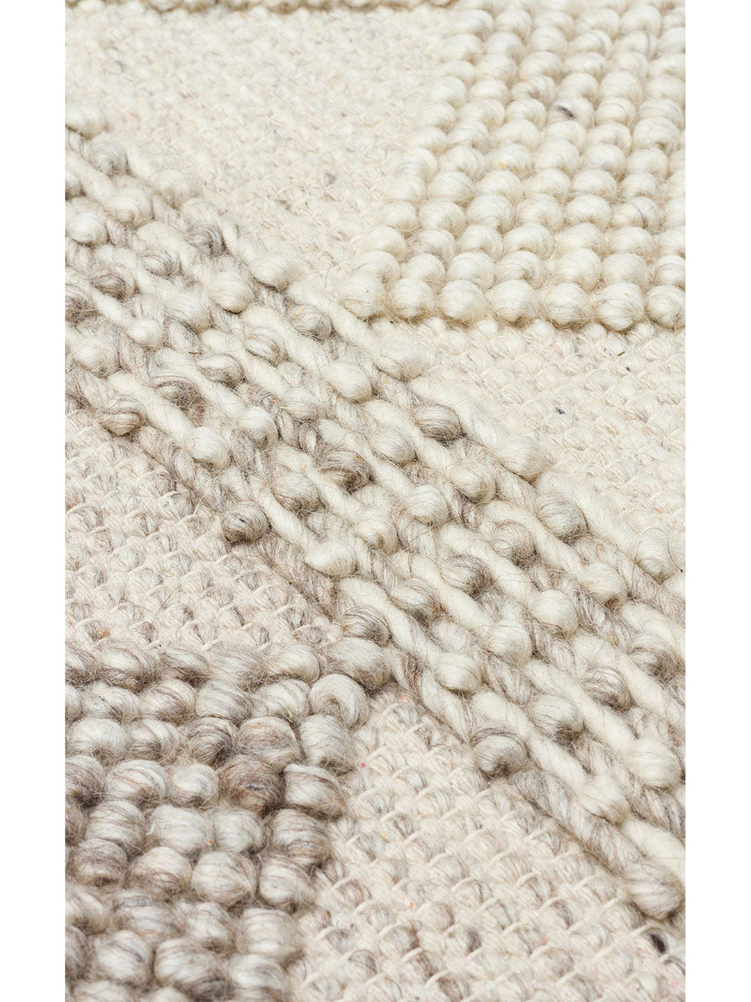 Woolstar %100 Naturel Kazak Desenli Salon Oturma Odası Koridor Antre El Dokuma Örgü Halı JD 01 NATU - Carpetdocia