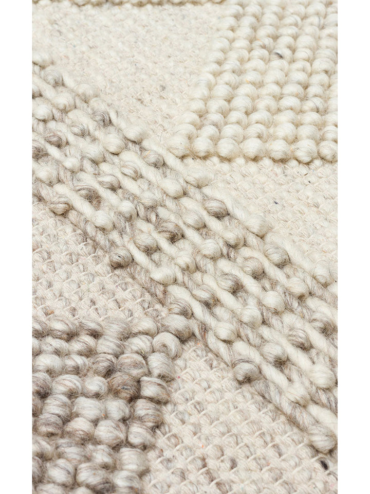 Woolstar %100 Naturel Kazak Desenli Salon Oturma Odası Koridor Antre El Dokuma Örgü Halı JD 01 NATU - Carpetdocia