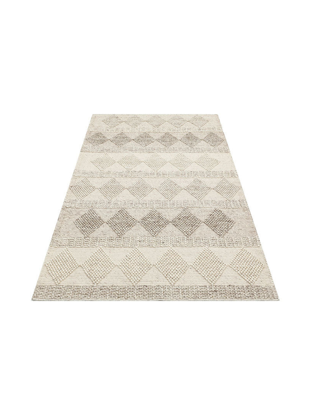 Woolstar %100 Naturel Kazak Desenli Salon Oturma Odası Koridor Antre El Dokuma Örgü Halı JD 01 NATU - Carpetdocia