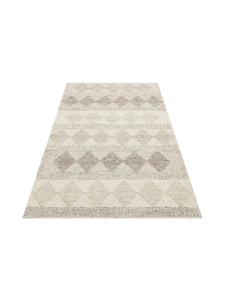 Woolstar %100 Naturel Kazak Desenli Salon Oturma Odası Koridor Antre El Dokuma Örgü Halı JD 01 NATU - Carpetdocia