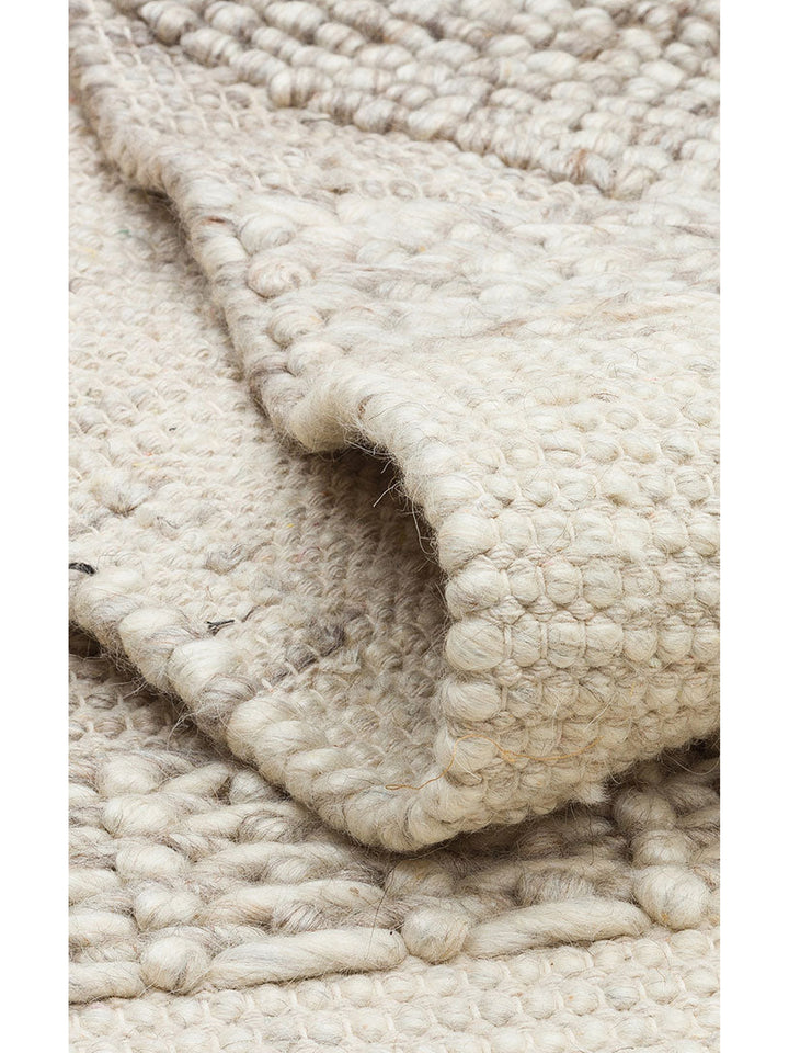 Woolstar %100 Naturel Kazak Desenli Salon Oturma Odası Koridor Antre El Dokuma Örgü Halı JD 01 NATU - Carpetdocia