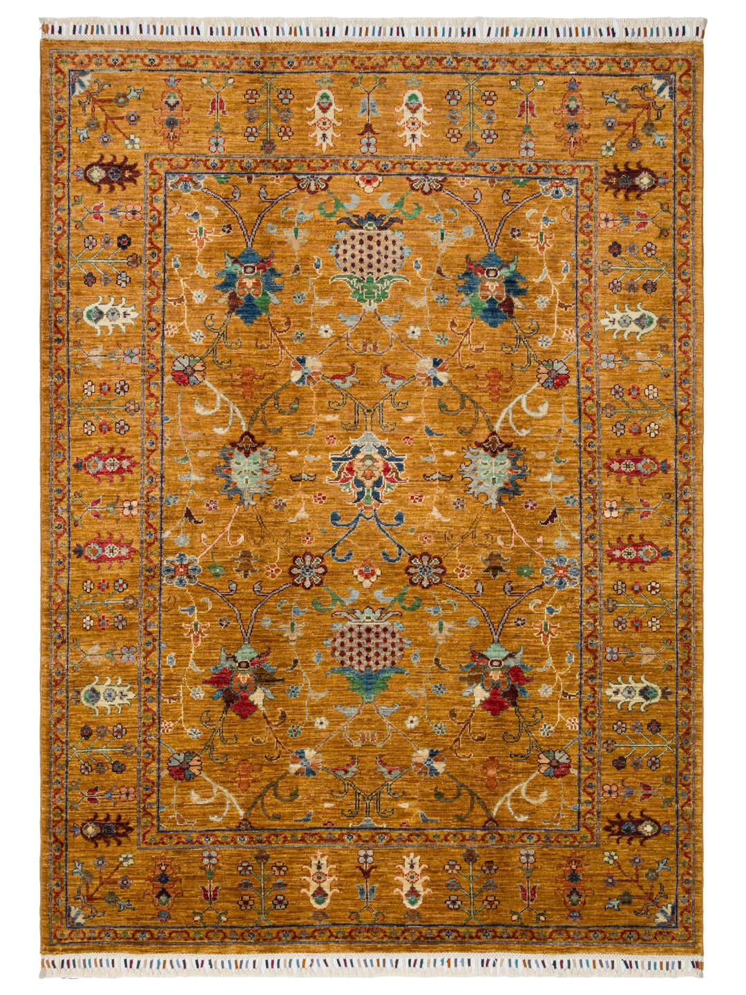 El dokuma Afgan amber halı 154x212 cm kuşbakışı