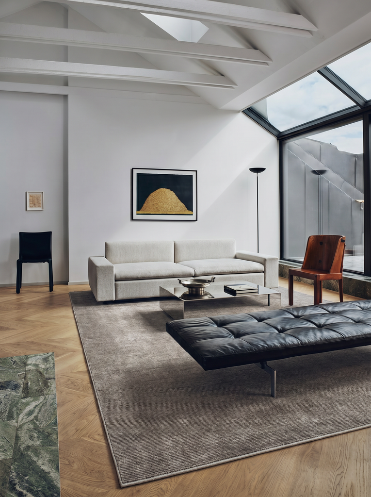 Tapis spécial à métier noir TENCEL™ moderne, simple et élégant, fait main Brasilia ANTHRACITE UNI