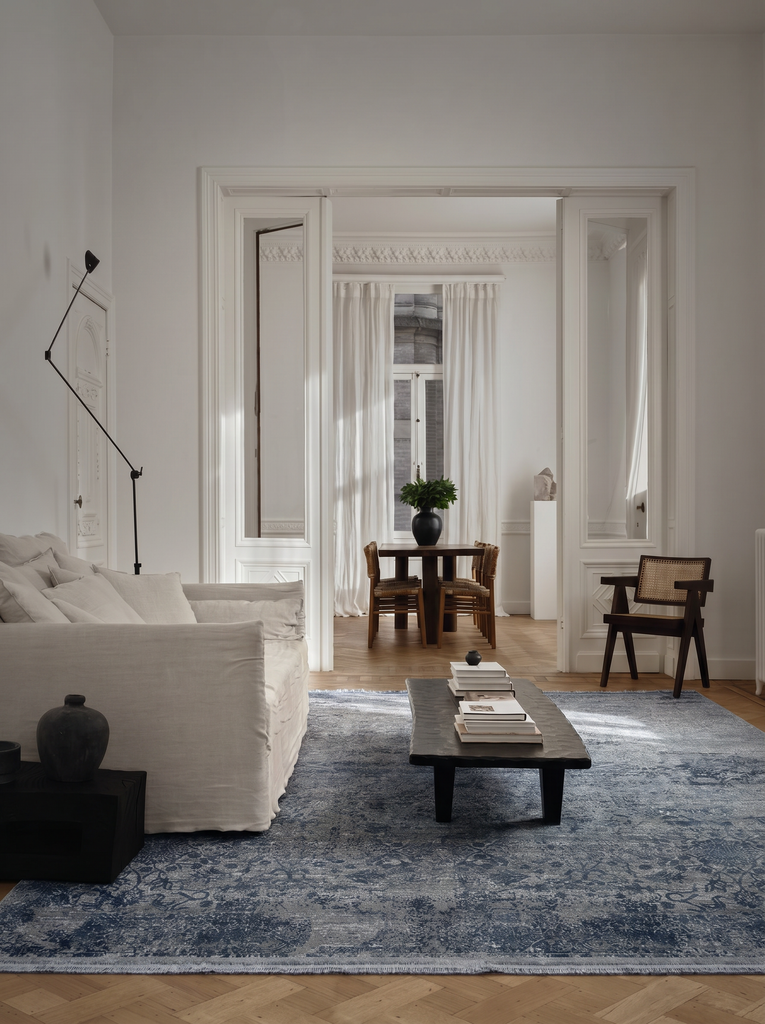 Tappeto moderno da salotto, soggiorno e corridoio, tessitura fitta di alta qualità, elegante, tinto con effetto speciale scintillante 01 MARINO