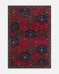 Tapis artisanal à métier noir de la série Göbeklitepe, fabriqué à la main avec de la laine 100 % Nouvelle-Zélande et orné de motifs anatoliens 02REDM