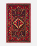 Tapis artisanal à métier noir de la série Göbeklitepe, fabriqué à la main avec de la laine 100 % Nouvelle-Zélande et orné de motifs anatoliens 04RED