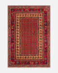 Tapis artisanal à métier noir de la série Göbeklitepe, fabriqué à la main avec de la laine 100 % Nouvelle-Zélande et orné de motifs anatoliens 08REDV