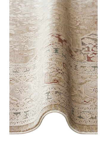 Golden Serisi %100 Naturel Yumuşak Dokulu Vintage Esintilere Sahip Sık Dokuma Salon Halısı 02 BEIGE - Carpetdocia