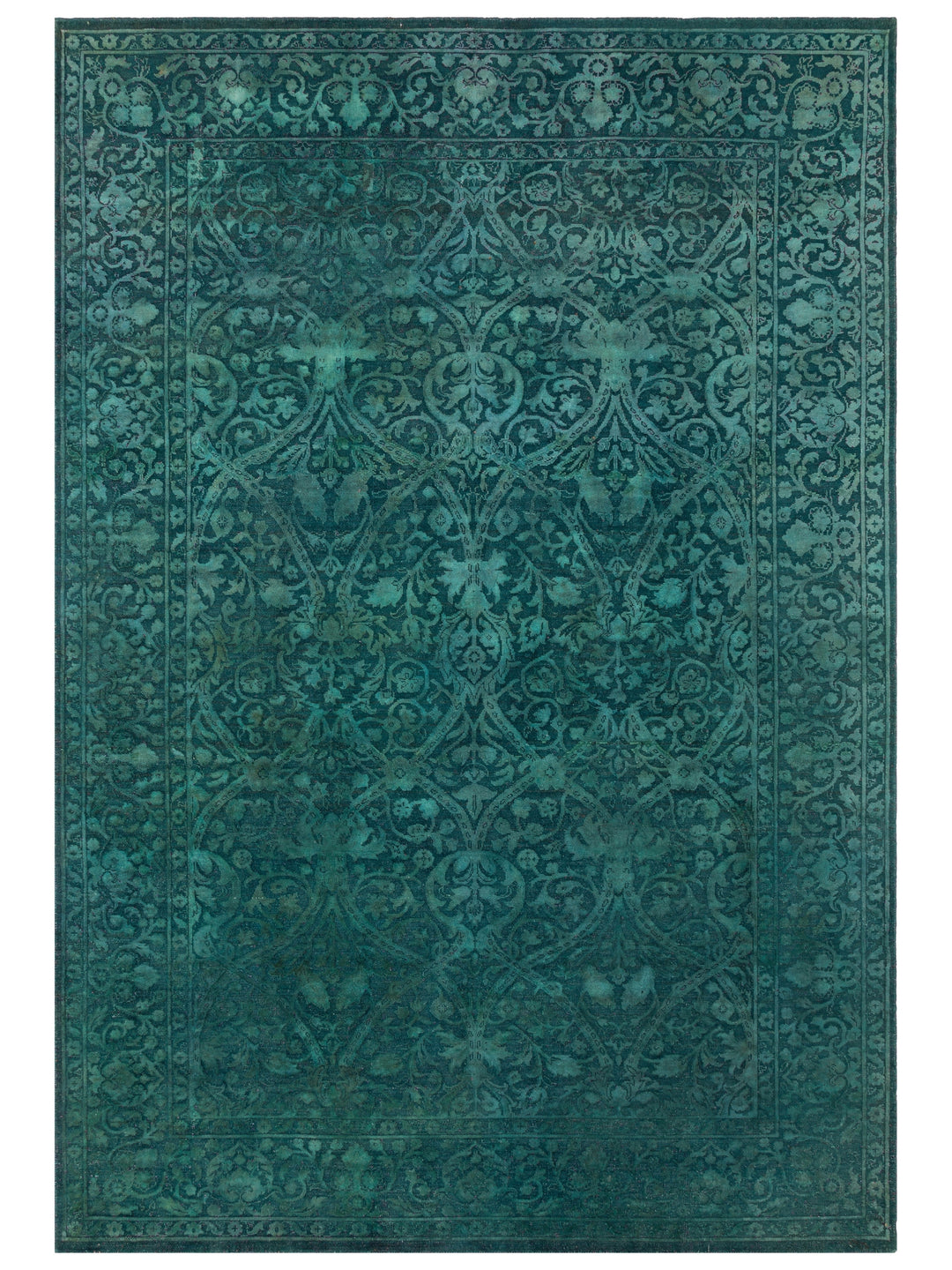 El dokuma Hindistan Jaipur halı Deniz Mavisi 185x274 cm kuşbakışı üstten görünüm