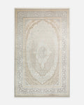 Tapis de salon brillant à tissage serré de haute qualité à motif classique série Mumbai 08 CRÈME GRIS