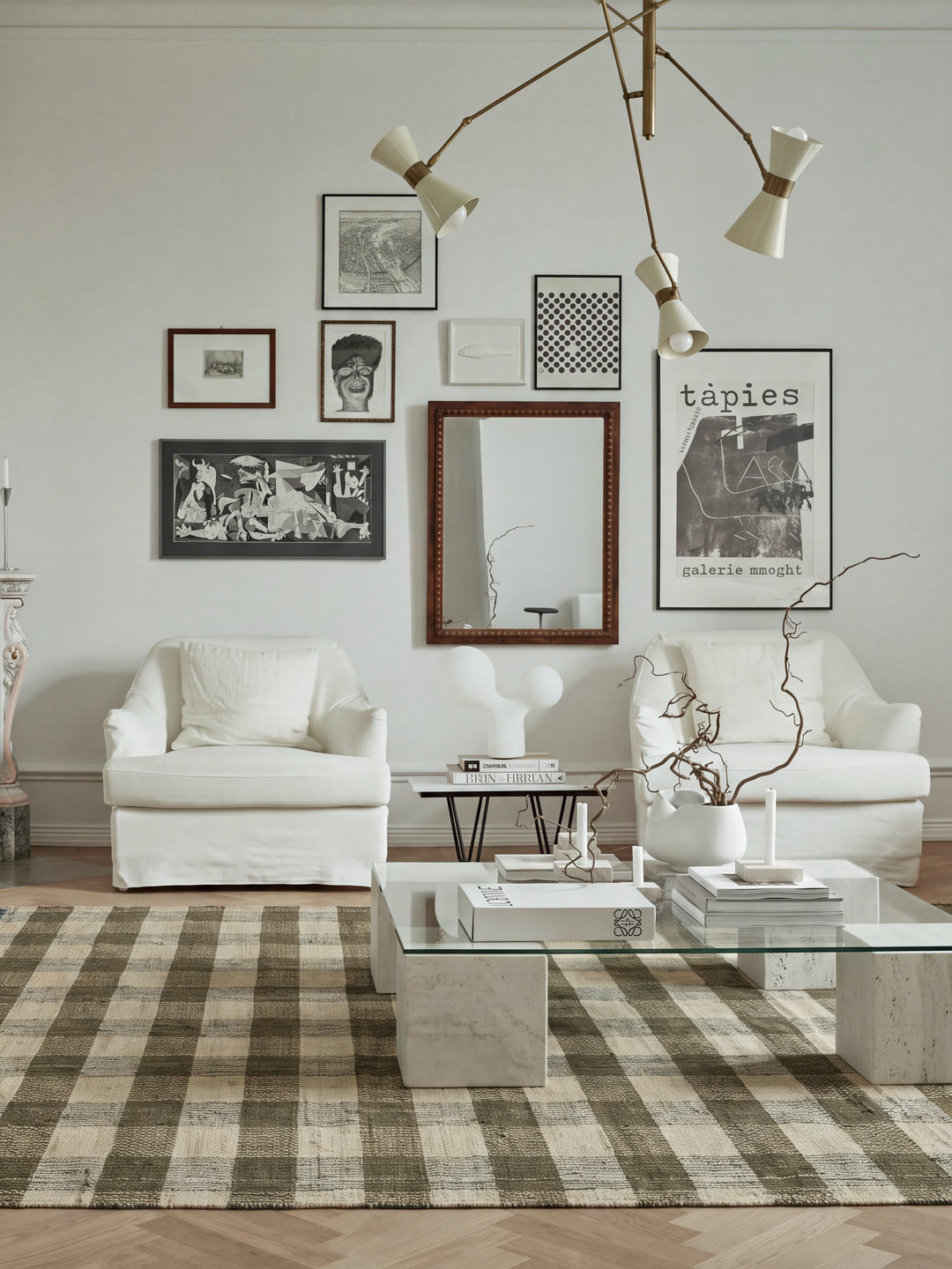 Oasis %100 Yün El Emeği ile Üretilen Kilim OLIVE CHECK oda görünümü