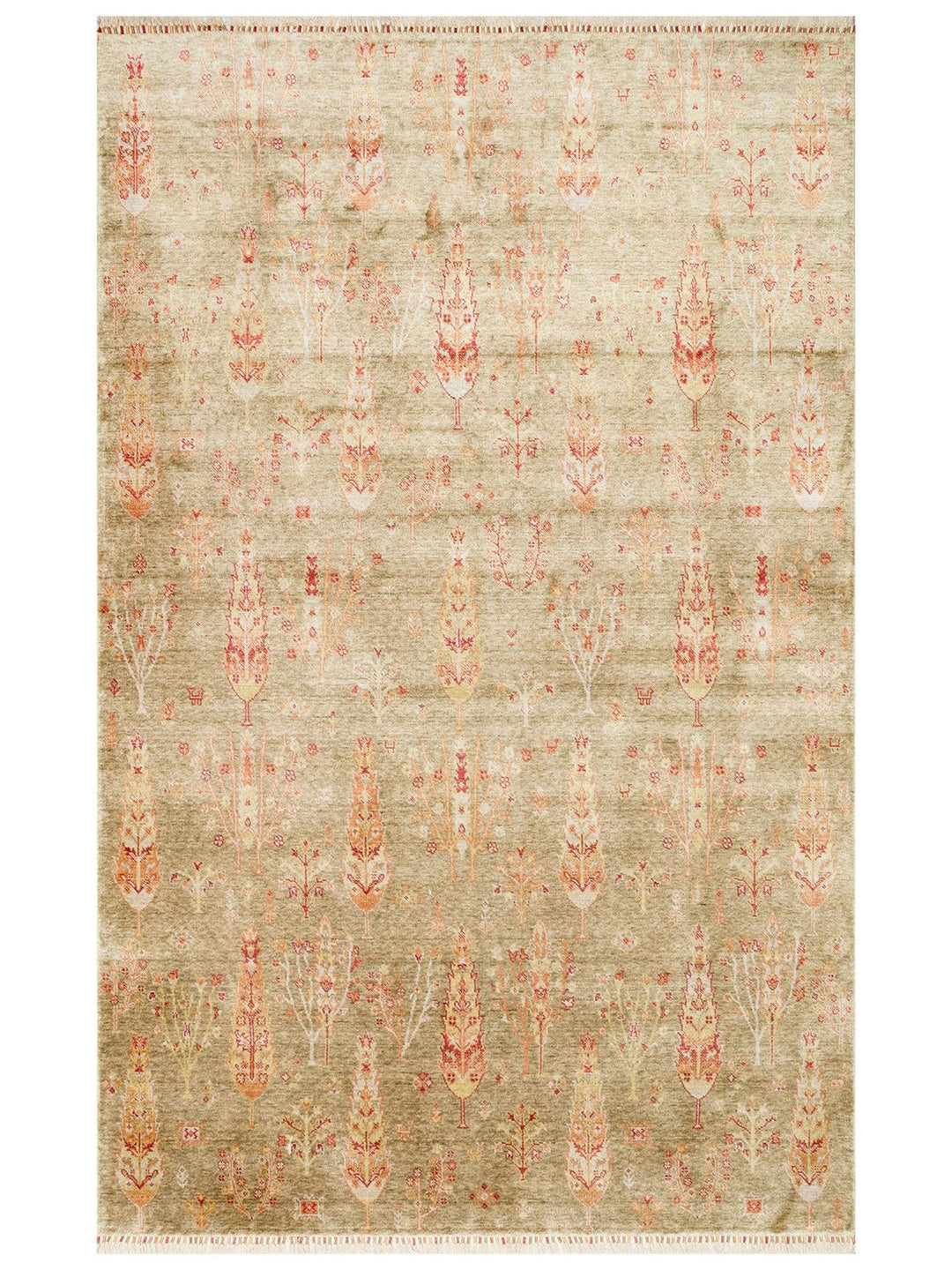 Oushak Carnaval 100% Natural Easy to Clean Handmade TENCEL™ Modern Uşak Carpet 08 GREEN AUTUMN