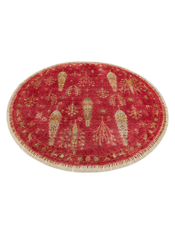 Oushak Carnaval %100 natürlich, leicht zu reinigen, handgefertigter TENCEL™ moderner Uşak-Teppich 08 RED AUTUMN Q