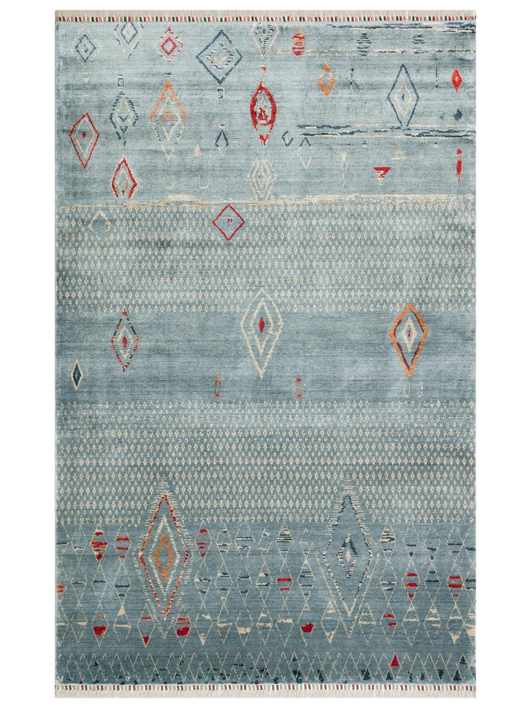 Oushak Carnaval 100% Natural Easy to Clean Handmade TENCEL™ Modern Uşak Carpet 15 AQUA MULTY