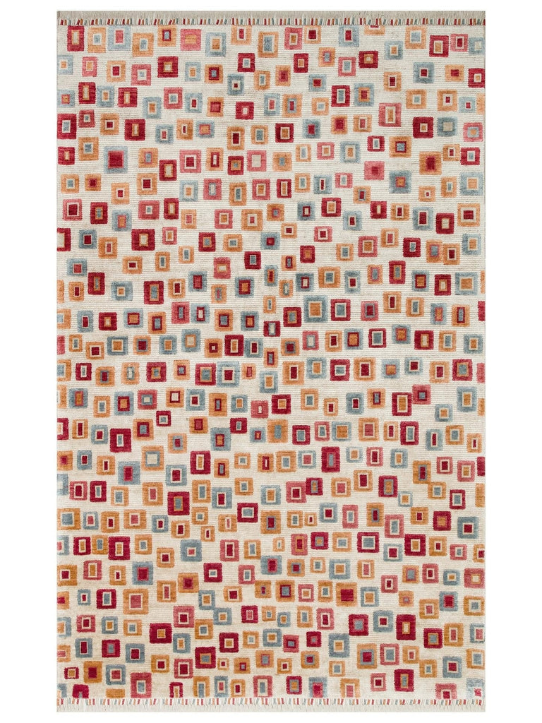 Oushak Carnaval 100% Natural Easy to Clean Handmade TENCEL™ Modern Uşak Carpet 21 BEIGE MULTY