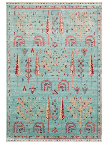 Oushak Carnaval Tappeto Uşak moderno TENCEL™ realizzato a mano, 100% naturale, facile da pulire 22 TURQUOISE