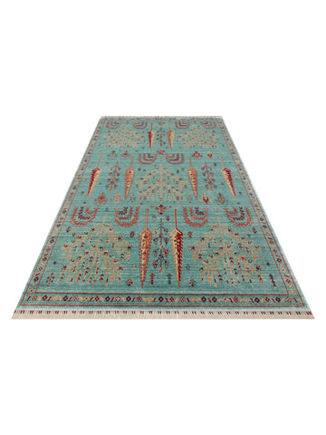 Oushak Carnaval Tappeto Uşak moderno TENCEL™ realizzato a mano, 100% naturale, facile da pulire 22 TURQUOISE