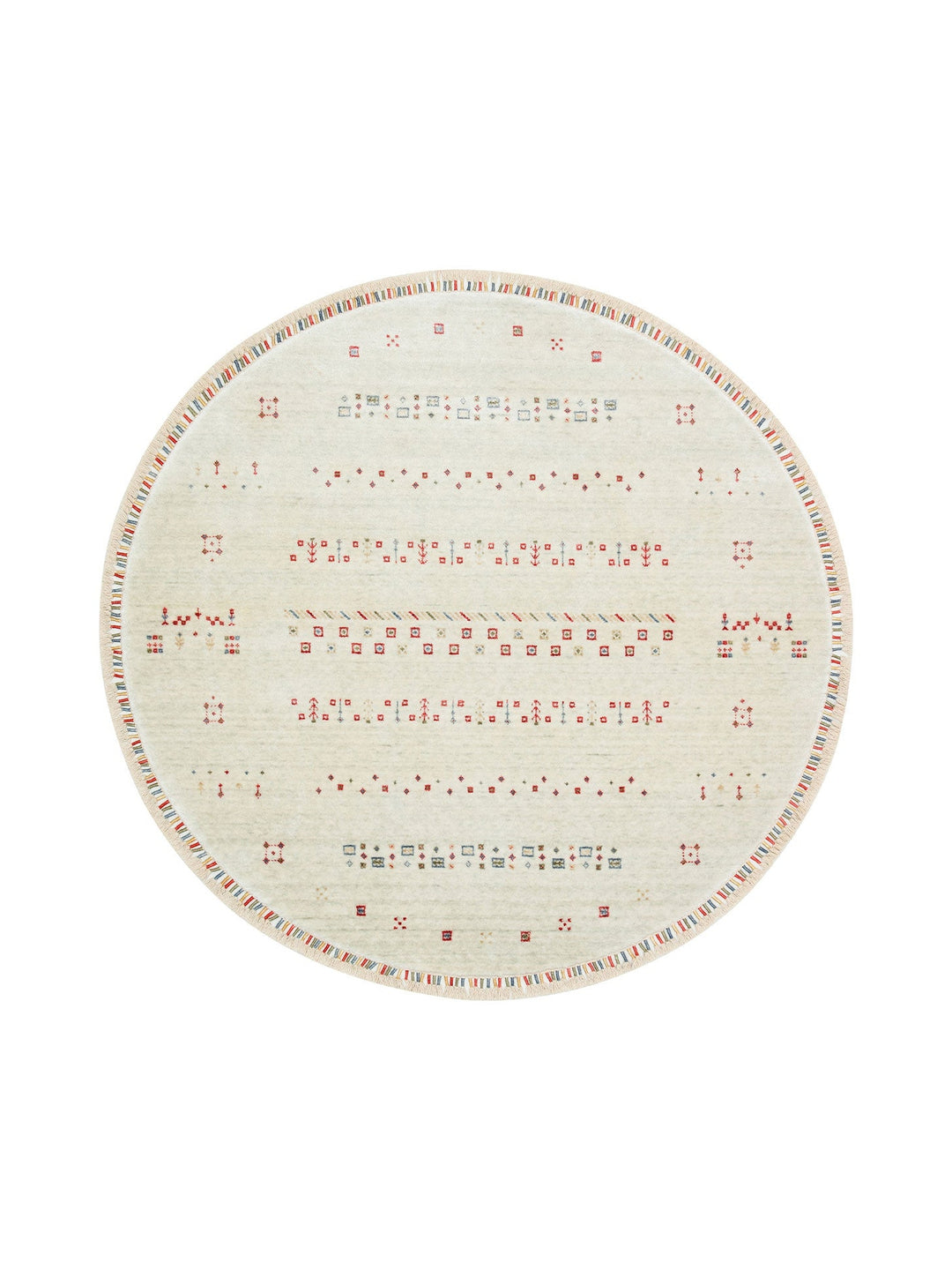 Oushak Carnaval %100 Naturel Kolay Temizlenir El Emeğiyle Üretilen TENCEL™ Yuvarlak Uşak Halısı 06 BEIGE Q - Carpetdocia