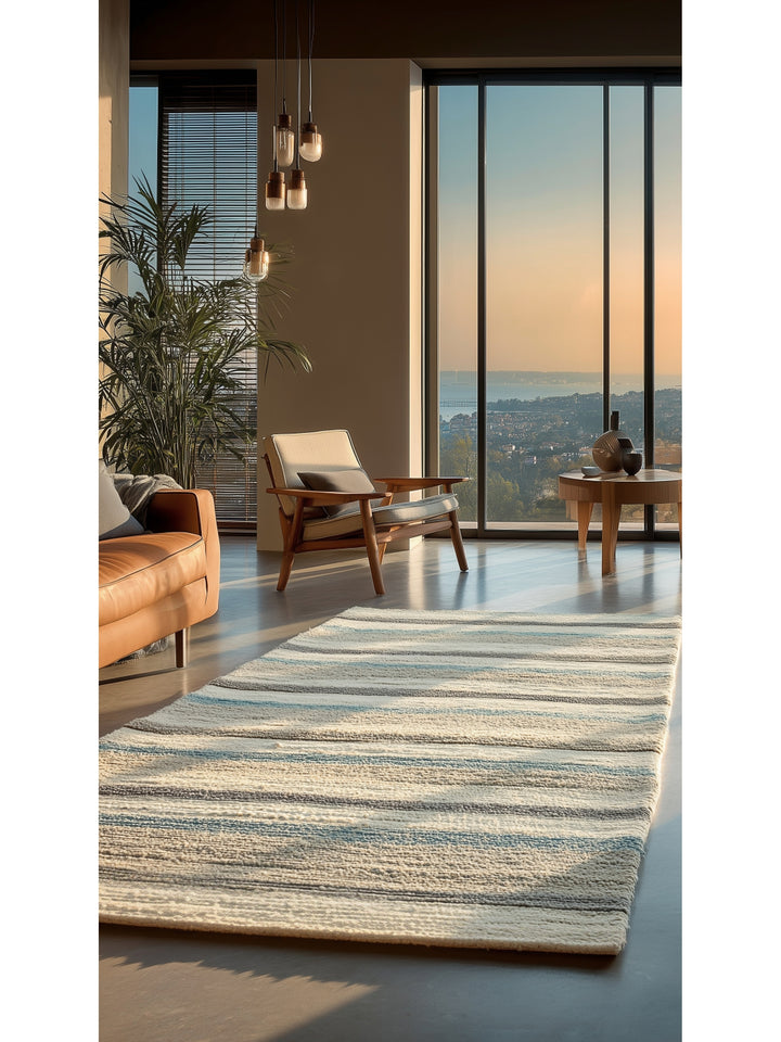 Paglia Serisi %100 Naturel Yeni Zelanda Yünü Sumak Düğümü El Dokuma Salon Oturma Odası Halı GBLUE - Carpetdocia