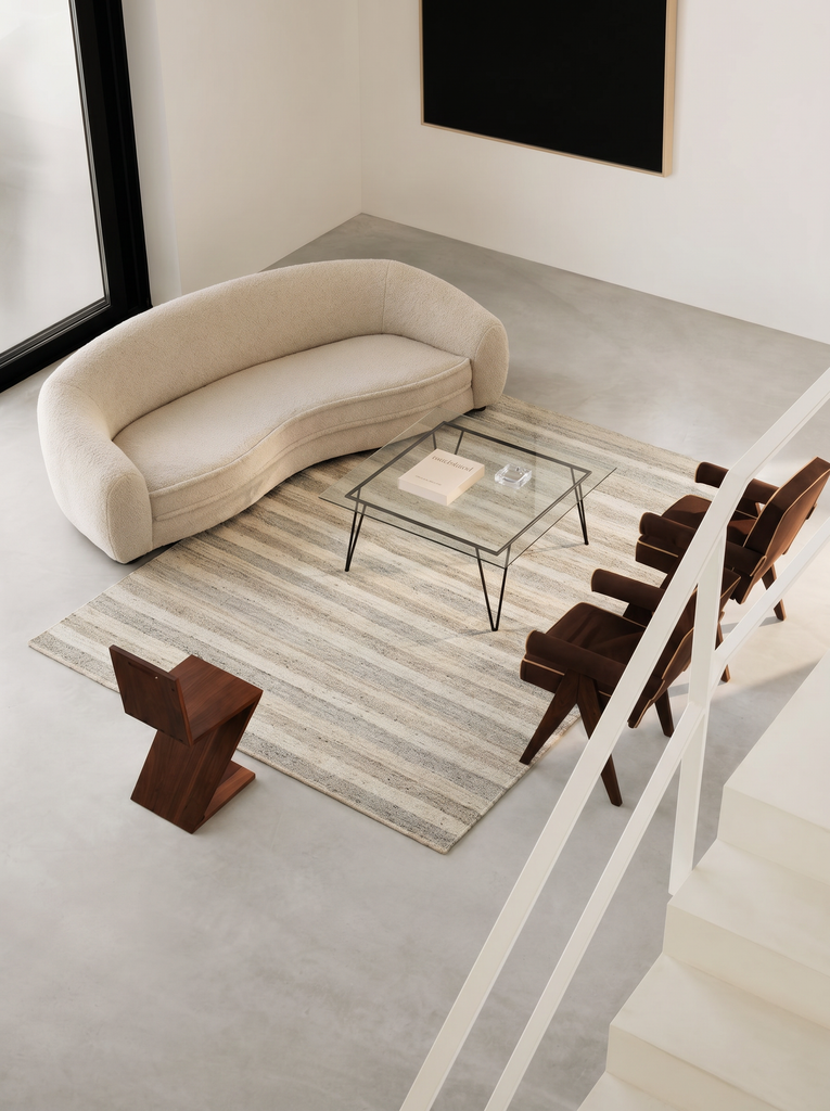 Tapis Paglia série 100% laine naturelle de Nouvelle-Zélande, nœud sumac fait main pour salon, séjour PIERRE