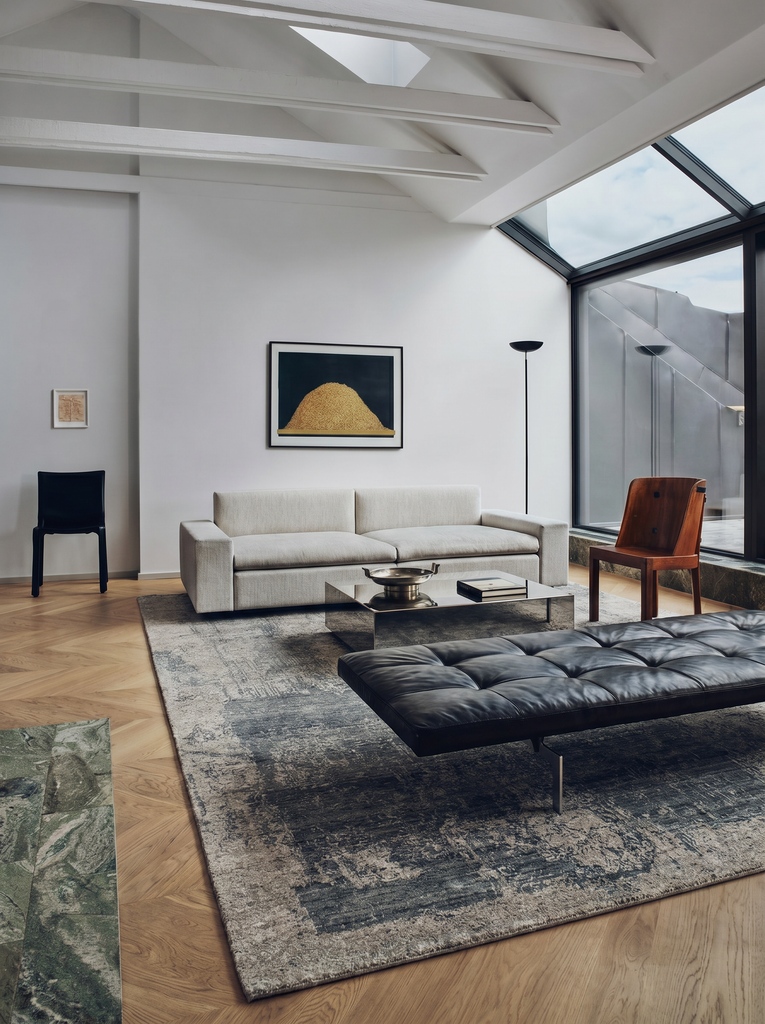 Palette Serie 100% Naturwolle, Viskose, Baumwolle Handgewebter Skandinavischer Teppich für Wohnzimmer, Sitzbereich COALD  