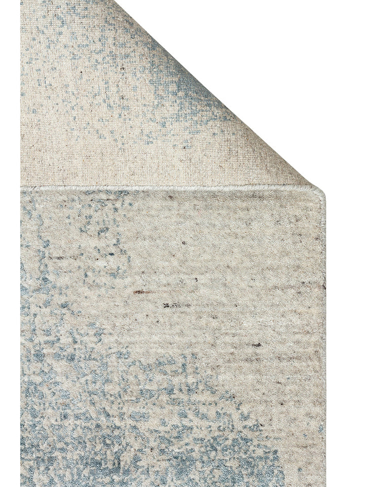 Palette Serisi %100 Naturel Yün Viskon Pamuk El Dokuma İskandinav Salon Oturma Odası Halı BEIGE BLUE - Carpetdocia