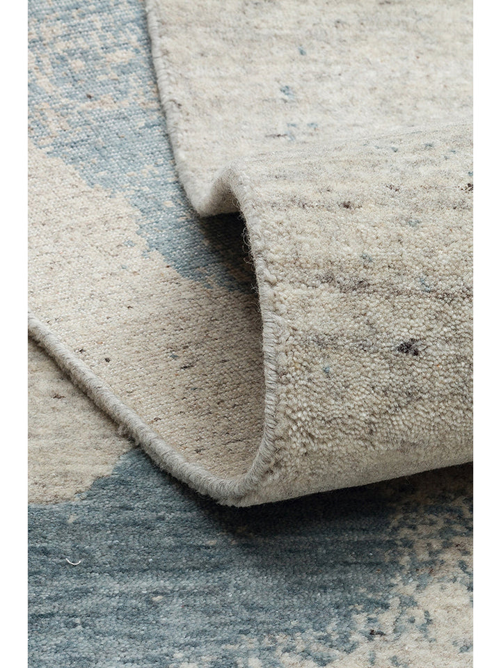Palette Serisi %100 Naturel Yün Viskon Pamuk El Dokuma İskandinav Salon Oturma Odası Halı BEIGE BLUE - Carpetdocia