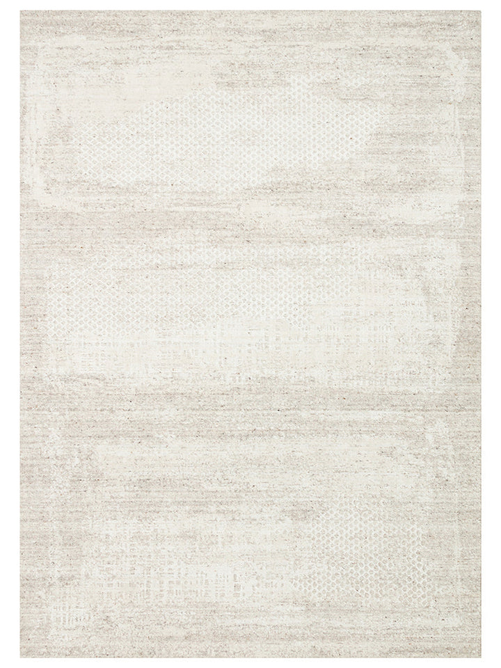 Palette Serisi %100 Naturel Yün Viskon Pamuk El Dokuma İskandinav Salon Oturma Odası Halı BEIGE - Carpetdocia