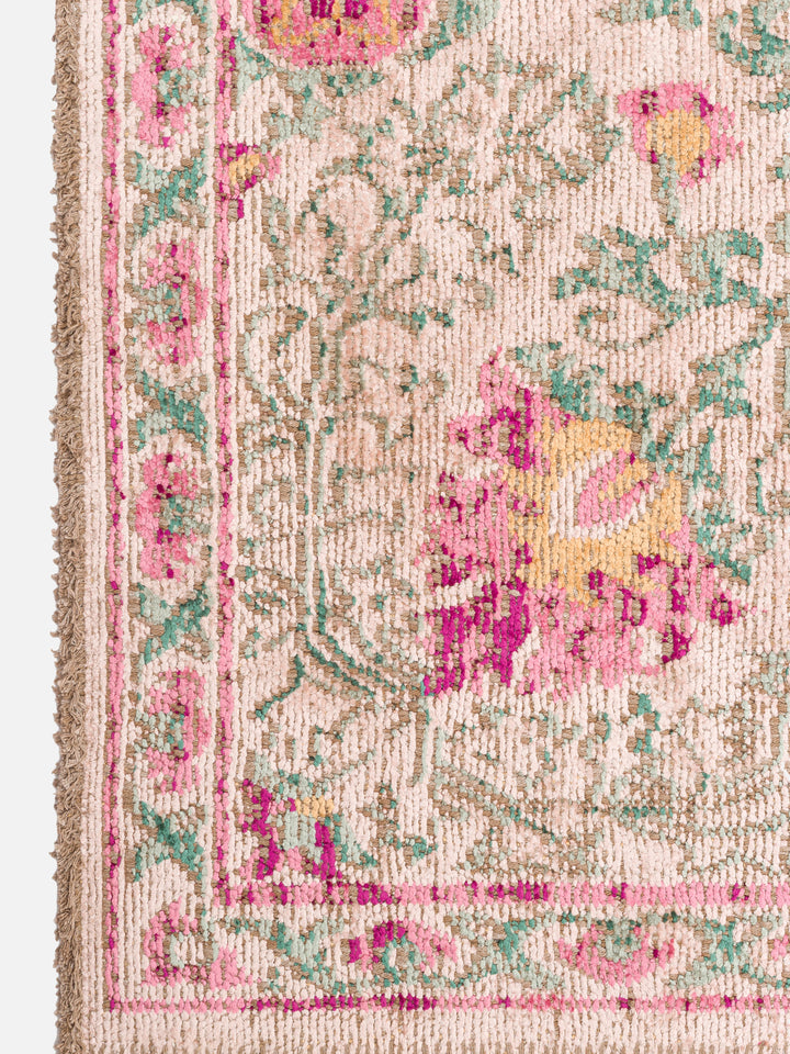 Ruggadocia Mahal Pembe Çiçek Desenli Halı Somon detay
