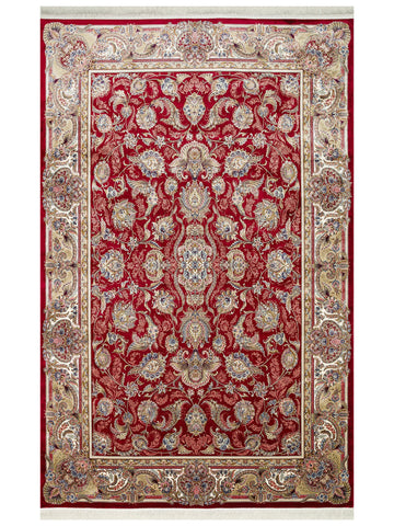 Topkapı Serisi Yüksek Kalite Sık Dokuma Klasik Desenli Özel Işıltılı Salon Halısı 01 RED - Carpetdocia