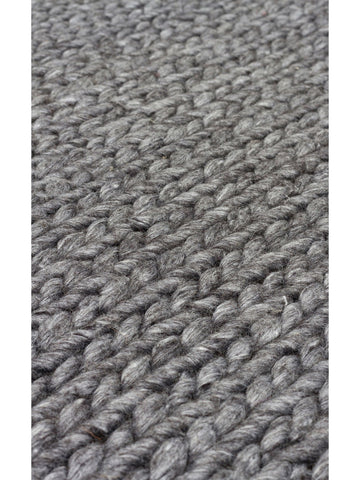 Woolstar %100 Naturel Kazak Desenli Salon Oturma Odası Koridor Antre El Dokuma Örgü Halı ANTRASIT - Carpetdocia