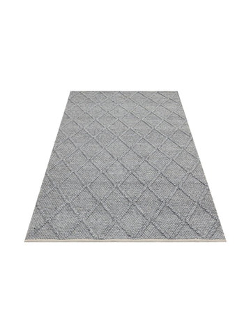 Woolstar %100 Naturel Kazak Desenli Salon Oturma Odası Koridor Antre El Dokuma Örgü Halı DIAMONDGREY - Carpetdocia